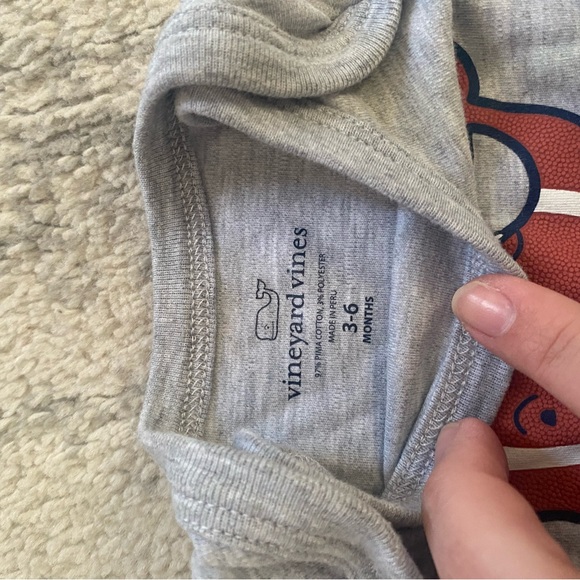 Vineyard Vines Gray Baby Onesie with Football Whale Design - Picture 2 of 3